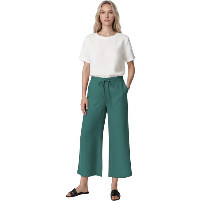 Damesbroek met wijde pijpen Haris Cotton Essentials Drawstring Waist