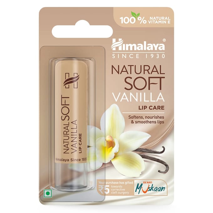 Baume à Lèvres Himalaya Natural Soft Vanilla 4,5g Soin Hydratant Pour Lèvres Sèches Gercées Avec Vitamine E beige