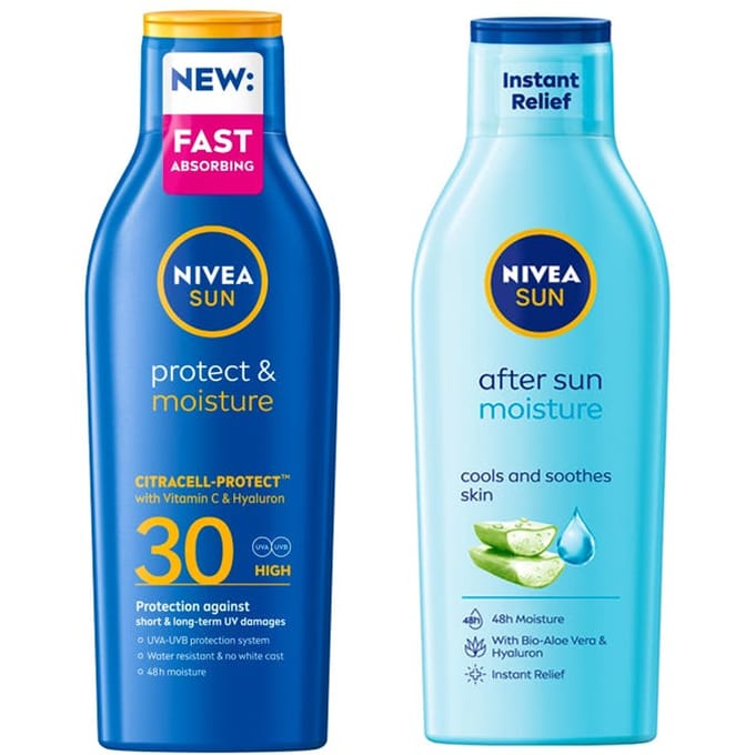 NIVEA Sun Protect &amp; Moisture Sun Lotion SPF30 &amp; Moisturising After Sun Lotion 200 ml + 200 ml