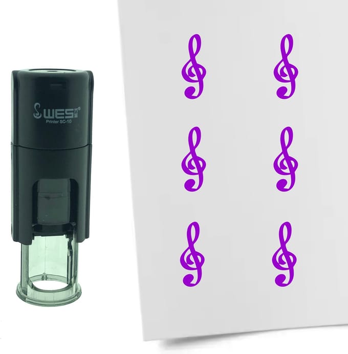 CombiCraft Stempel G-Sleutel 10mm rond - paarse inkt
