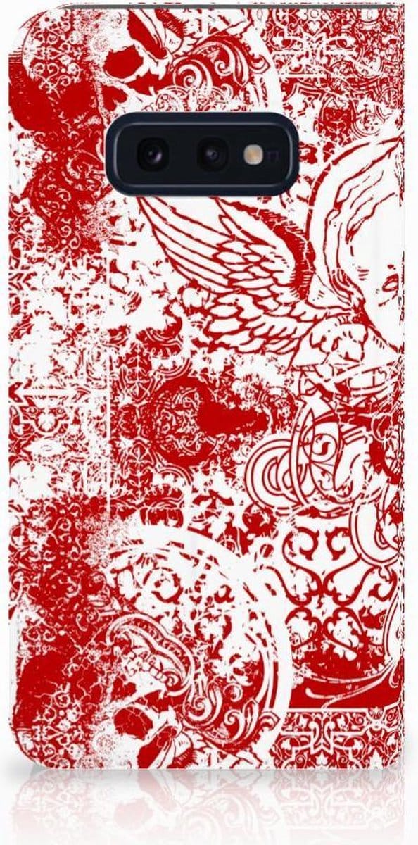 Mobiel BookCase Samsung Galaxy S10e Angel Skull Rood
