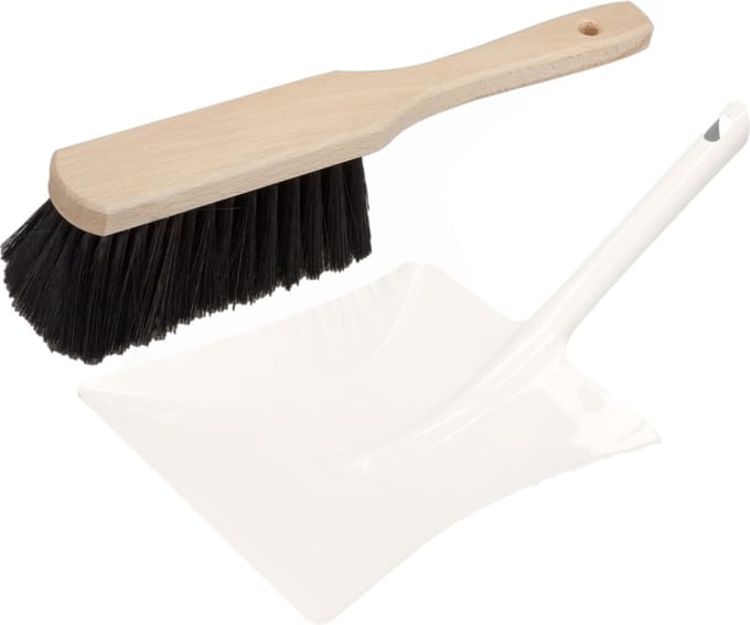 Stoffer en blik wit van metaal/hout voor binnen - Zachte borstel/handveger
