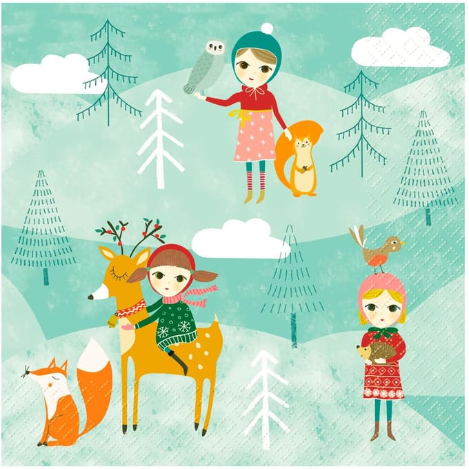 Servet "Winter geschiedenis" - 5 stuks