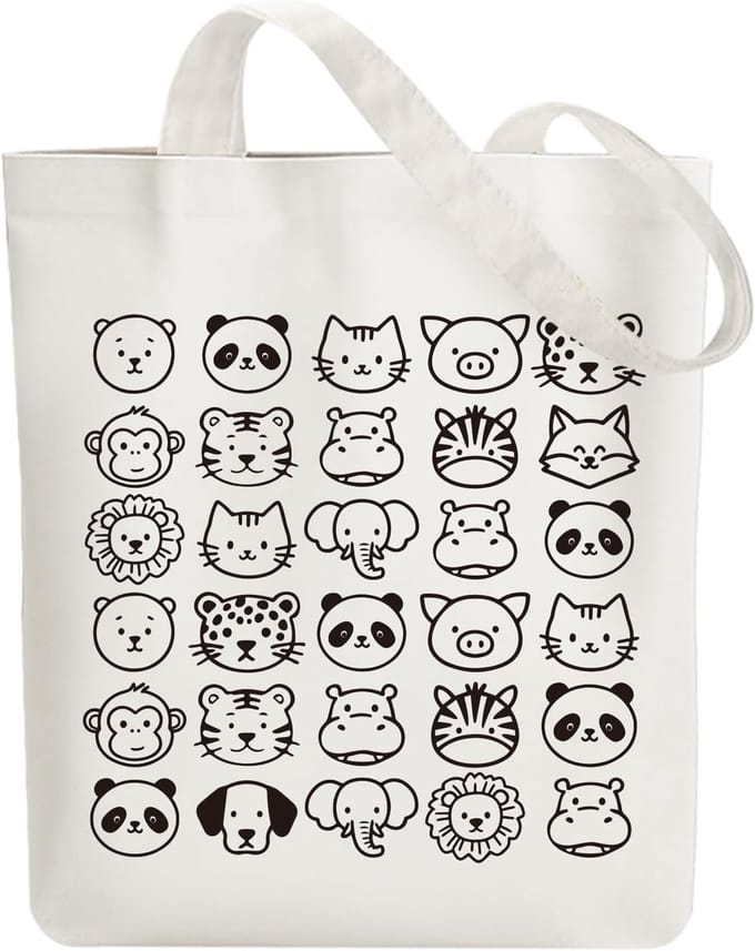 Grote Canvas Tote Bag voor Dames - Stevige Stoffen Schoudertas Herbruikbaar