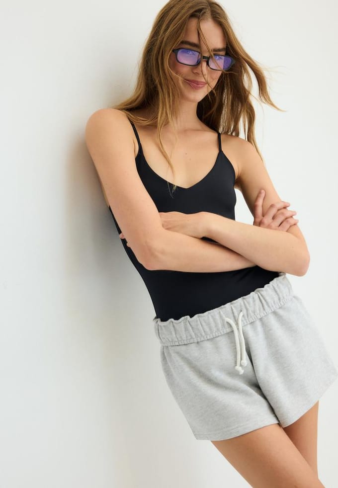 Stradivarius Body met bandjes en V-hals  Zwart M