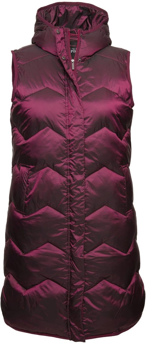 Ulla Popken - Dames - HYPRAR lange functionele doorgestikte bodywarmer capuchon - Karmijnrood - Maat 46+