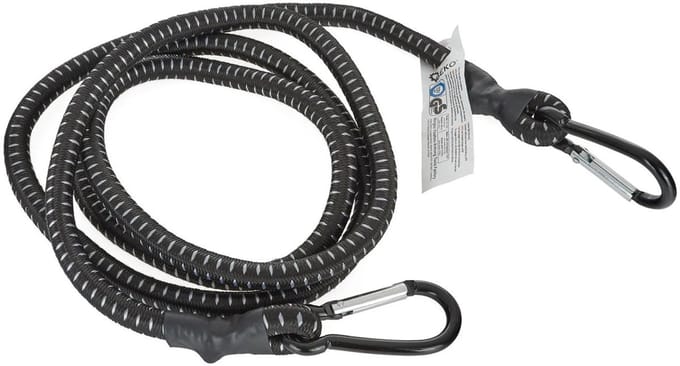 GEKO Elastisch koord met karabijnhaken - 10 mm - 180 cm - zwart