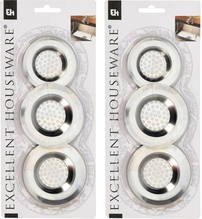 Excellent Houseware Gootsteenfilters - 6x stuks - 2 maten - metaal