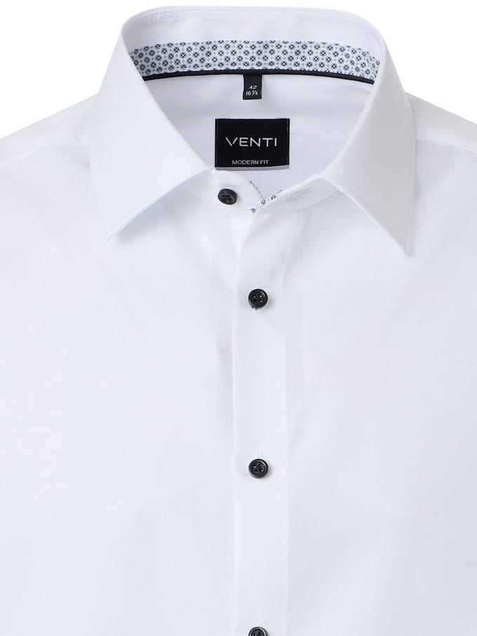 Venti Heren Overhemd Kent Boord Modern Fit 226110890-001 Wit - M