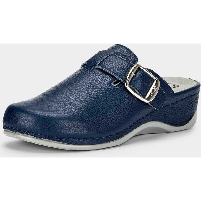 Clogs van echt leer - marine - Gr. 39 van Goldner Fashion