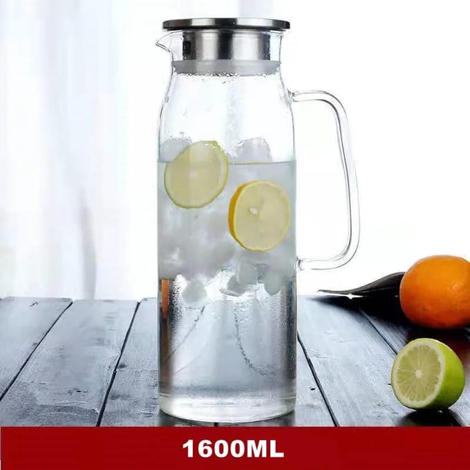 Bouilloire en verre borosilicaté de grande capacité, résistante à la chaleur, pour thé, jus, eau, 1 200 ml, 1 600 ml gray