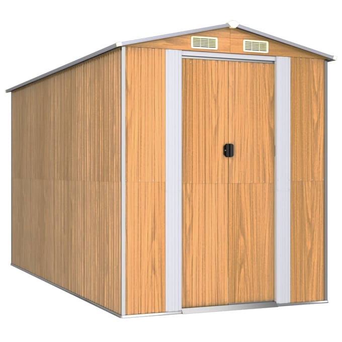 vidaXL - Tuinschuur - 192x357x223 - cm - gegalvaniseerd - staal - lichtbruin