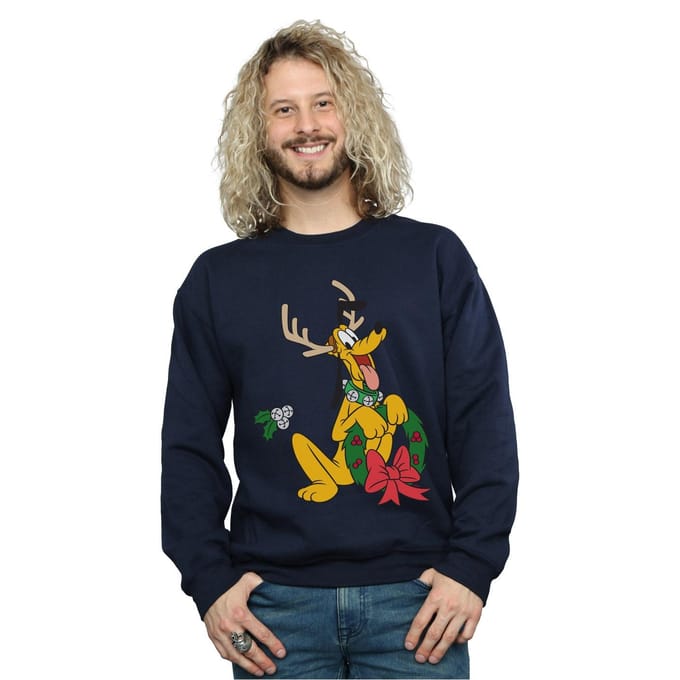 Disney Heren Pluto Kerstmis Rendier Sweatshirt (Marineblauw)
