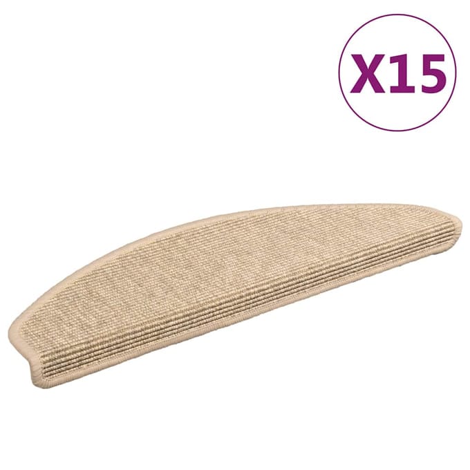 vidaXL - Trapmatten - 15 - st - 65x21x4 - cm - Lichtbeige - Halfrond - Groot