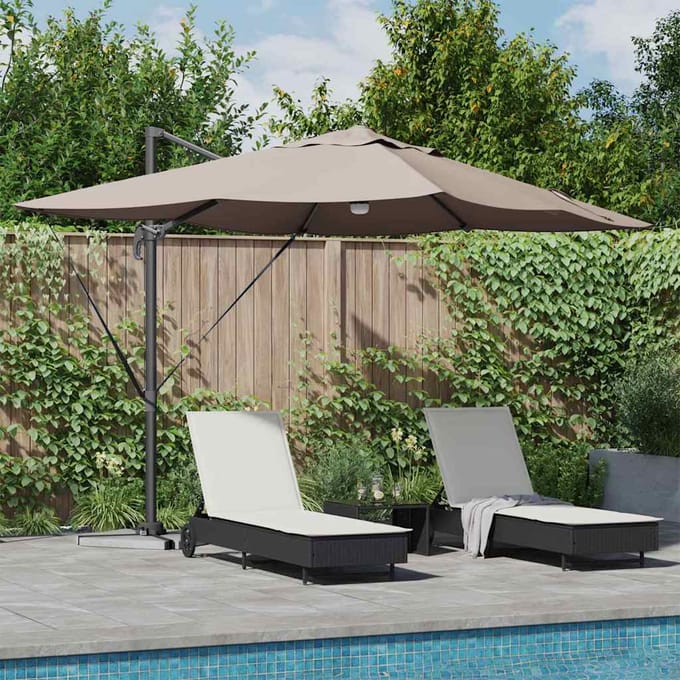 vidaXL - Parasol - 351 - x - 250 - x - 253 - cm - Polyester - en - Aluminium - Taupe