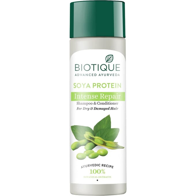 Biotique Soja Eiwit Shampoo & Conditioner 190ml – Herstel Droog Beschadigd Haar, pH-Balance, Gezond Glanzend Haar, Kleurbescherming blue