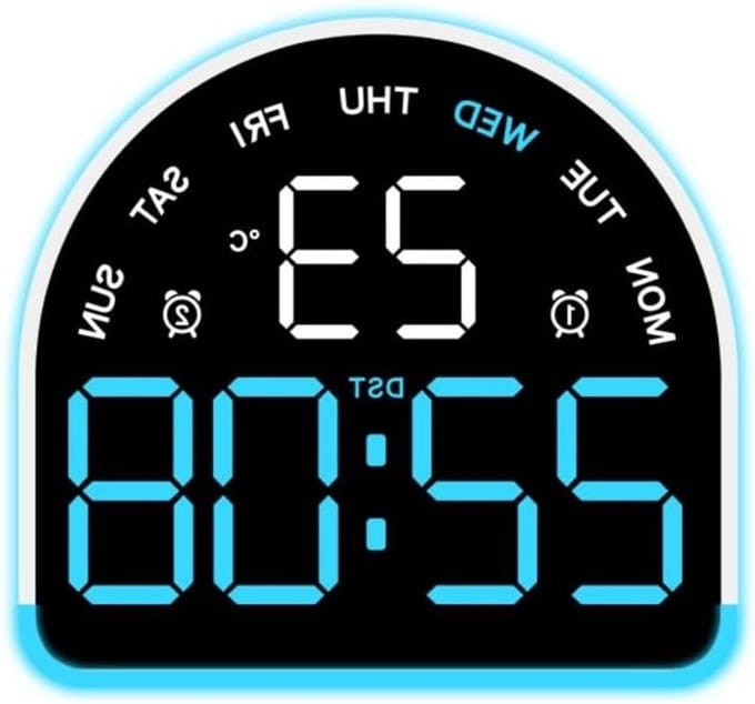 LED Wekker - Nachtlamp Klok - Rustig Ontwaken - Instelbare Helderheid - 10.5 cm - Blauw