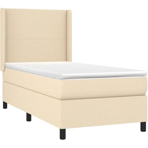 vidaXL - Boxspring - met - matras - stof - crèmekleurig - 80x200 - cm