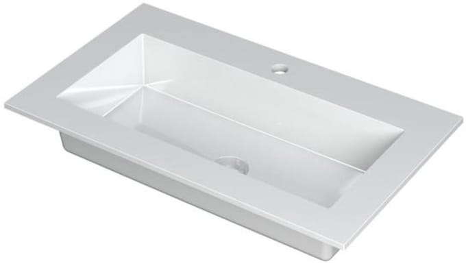 INK Kraft Wastafel Enkele Bak 1 Kraangat - 800x450x10 mm - Glans Wit