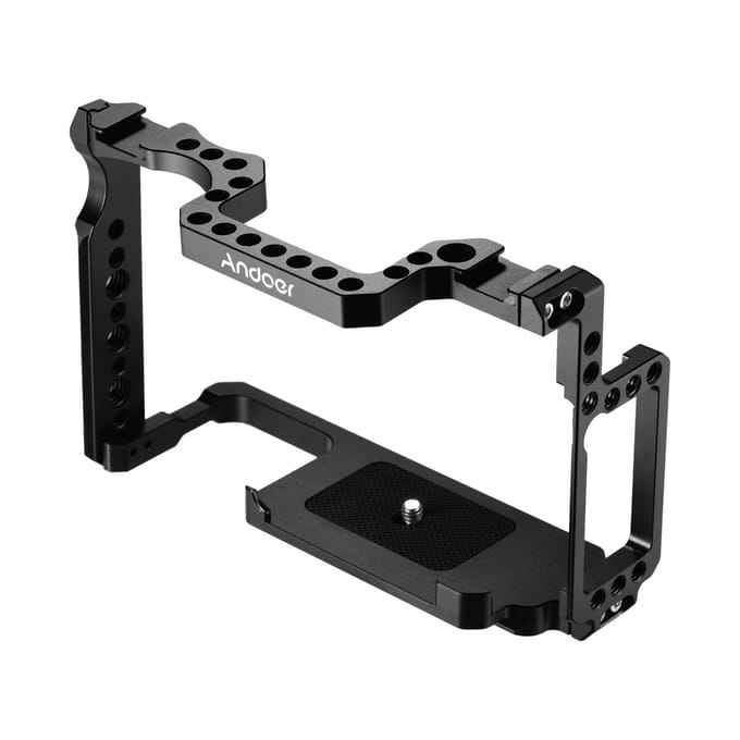 Camerakooi aluminiumlegering met 1/4 inch en 3/8 inch schroefgaten Dubbele koude schoenbevestiging zwart