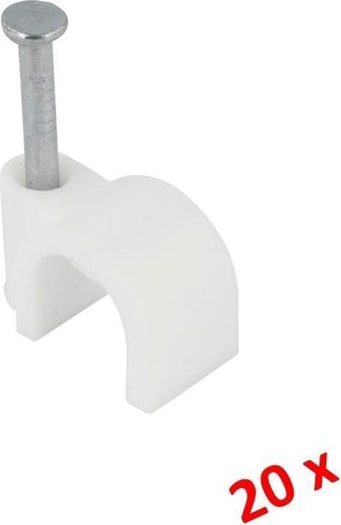EXIN kabelclips | 7 mm rond | wit | 20 STUKS