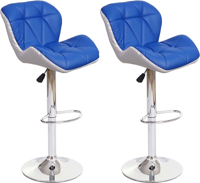Set van 2 barkrukken MCW-A92, barkruk tegenkruk, in hoogte verstelbaar kunstleer ~ blauw