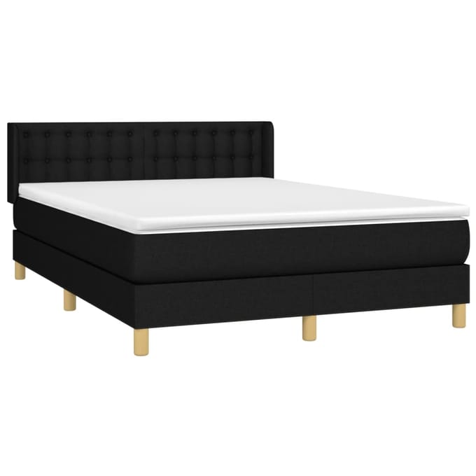 vidaXL - Boxspring - met - matras - stof - zwart - 140x200 - cm
