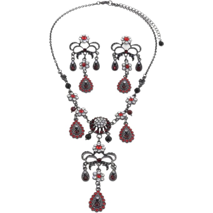 Behave – Sieradenset – Rood – Gunmetal – Barok – Statement – Avondlook