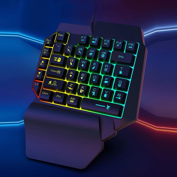 Eenhands Toetsenbord voor PUBG Computer Mechanisch Gaming Accessoire met Opvallende Verlichting
