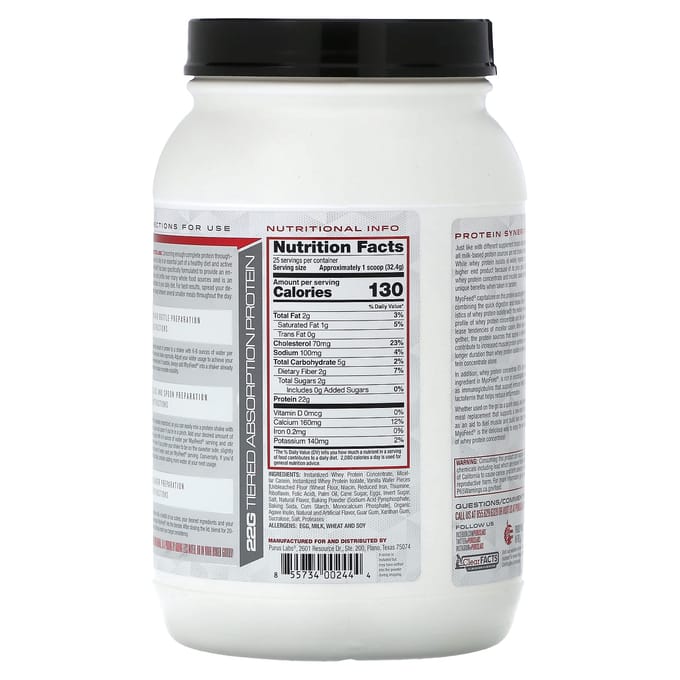 Purus Labs, MyoFeed, Gaufrettes Vanille Maison, 1,8 lb (810 g)