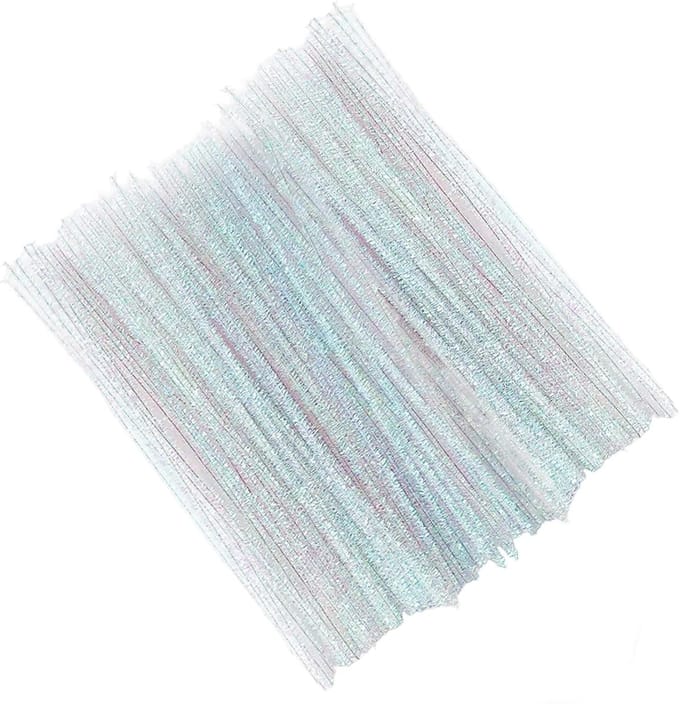 Glitter Pijpenragers - Chenille Stengels - Creatief Knutselen - Zacht En Buigzaam - 30cm Lang - Wit