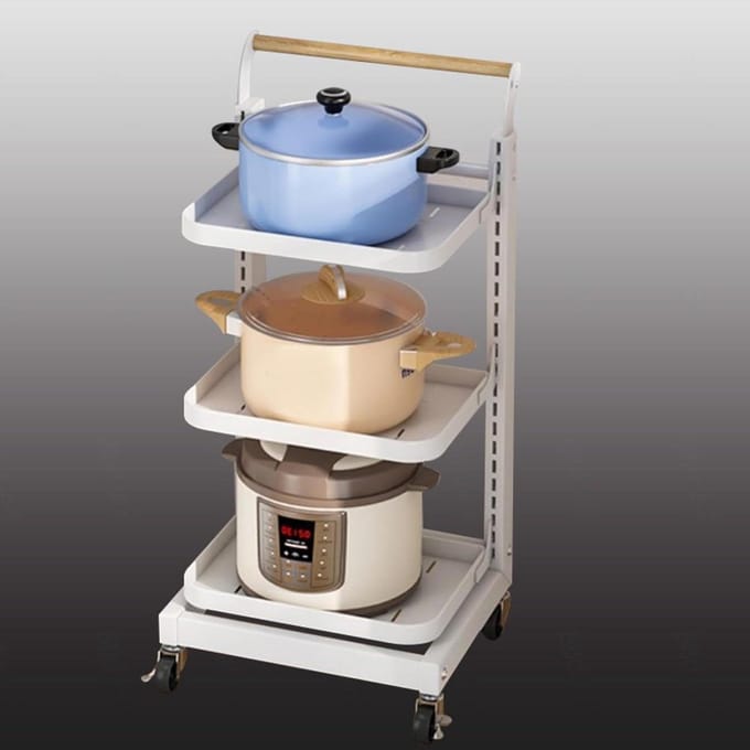Opslag Rek - Keuken Organizer - Ruimte Besparen - Verrijdbaar Ontwerp - 3 Lagen - Wit