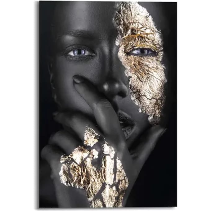 Schilderij Gouden Hand - 60x90 Cm - Goudkleurig - Hout