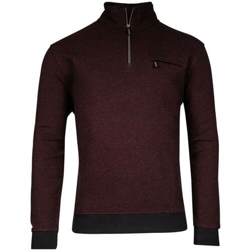 Baileys Trui Half Zip 2-Tone Jacquard Doubleface Interlock Sweat Deep Red / male