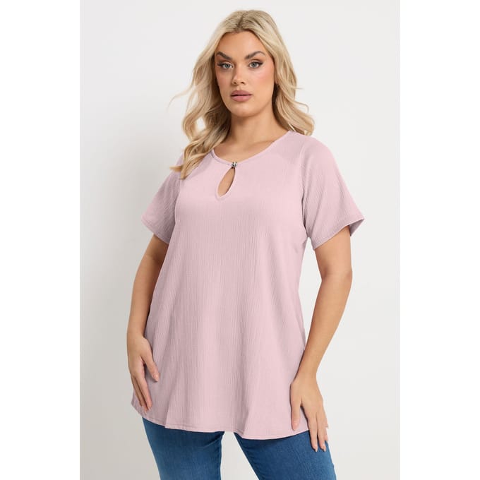 Yours Lichtroze Getextureerde Top Met Keyholedetail Size 42