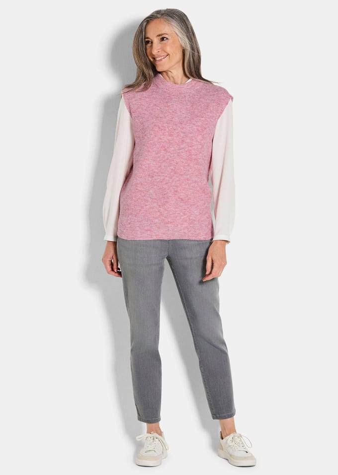 Ribpullover met opstaande kraag - rosé - Gr. 21 van Goldner Fashion