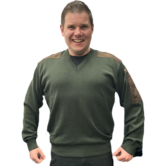 Commando trui v-hals groen - m