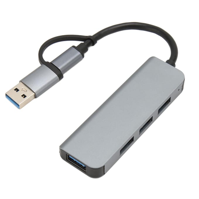 4-in-1 USB 3.0 Hub 5 Gbps USB C naar USB 3.0 Hub USB Splitter USB Hub Extender USB 3.0 Dongle voor gray