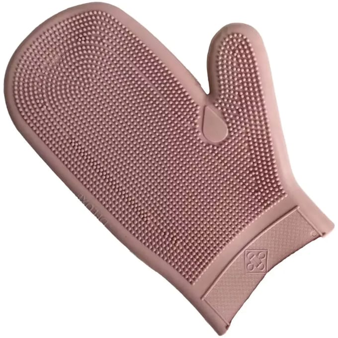 Grooming Deluxe - Rubberen Putzhandschoen oude roos
