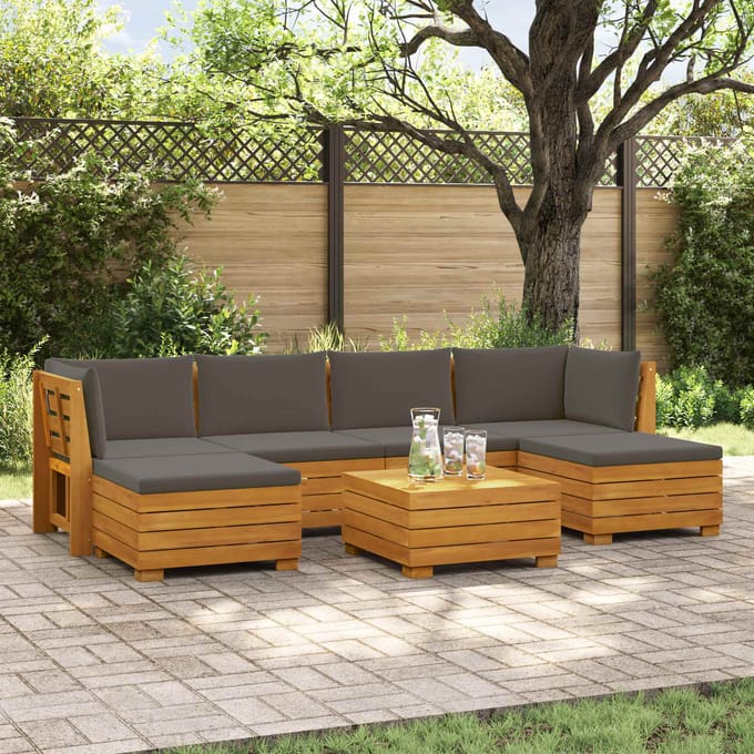 vidaXL - 7 - st - Buiten - bank - set - Massief - Acacia - Hout - Bruin