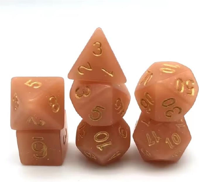 Lapi Toys - Dungeons and Dragons dobbelstenen - DnD Dice - Polydice - Dobbelstenen Dungeons Dragons - D&D dobbelstenen - DnD Dice Set - 1 set (7 stuks) - Acryl - Oranje