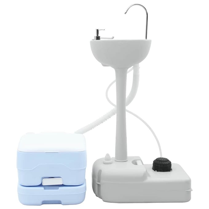 vidaXL Camping Toilet Set 2 st Blauw en Wit Hogedichtheid polyethyleen