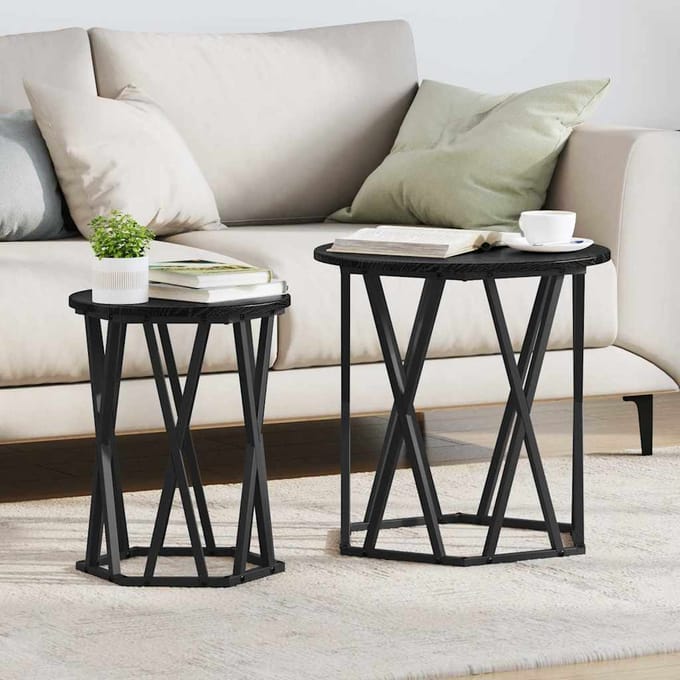 vidaXL - Salontafel - 2 - st - Zwart - Eiken - 50 - x - 50 - x - 50 - cm