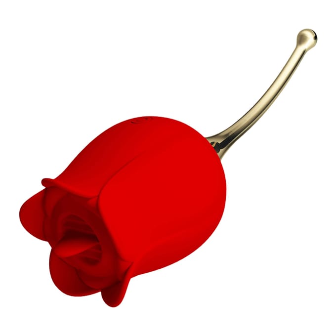 Pretty Love - Clitoris Vibrator Met likstimulator Rose Lover - Rood/Goud
