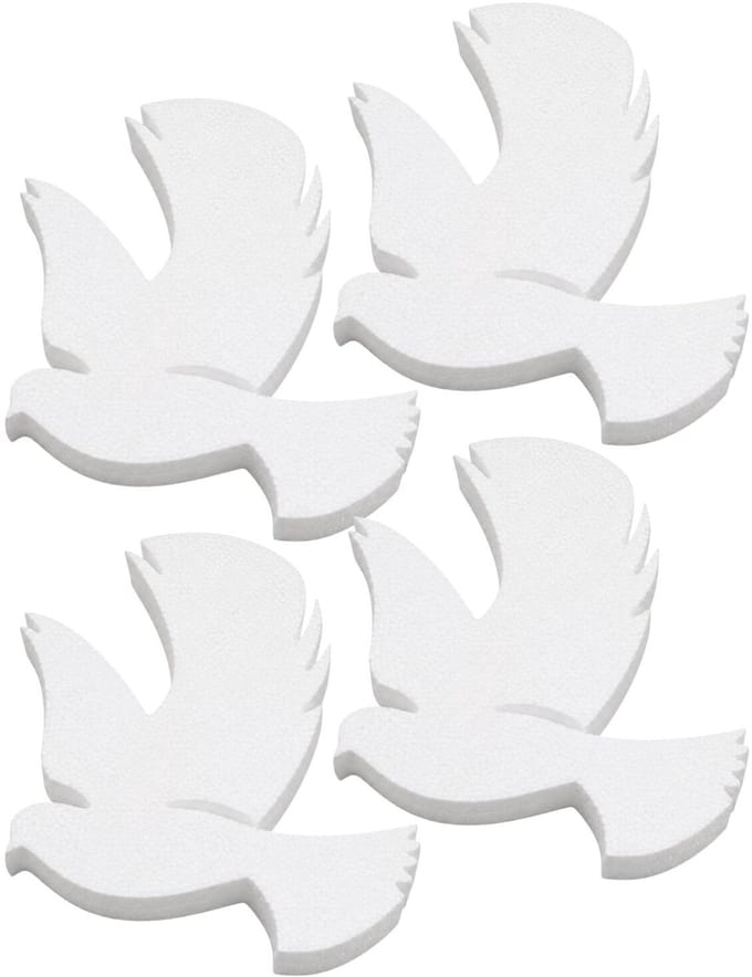 Piepschuim vormen - duif - 4x - H25 x B20 cm - styropor hobby / DIY vorm - basis knutselfiguren