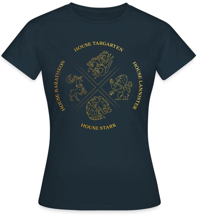 Game Of Thrones Houses Targaryen Lannister Stark T-Shirt Dames