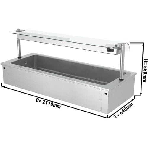 GGM Gastro Einbau Eiswanne - 2100mm - 6x GN 1/1 - 250 Liter - mit Glas-Hustenschutz Zilver
