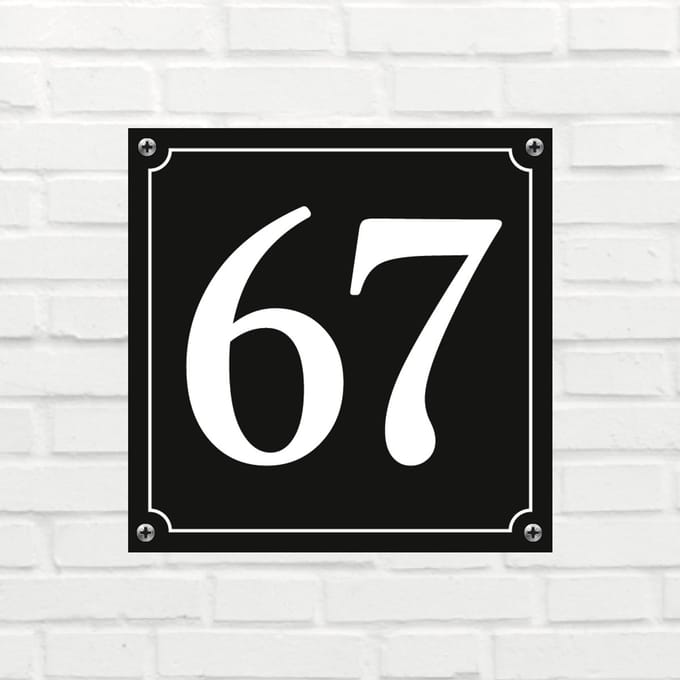 Huisnummerbord Mat zwart Deluxe - Nummer 67 - incl. bevestiging