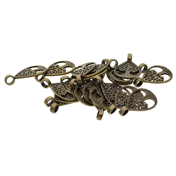20 pièces Bronze filigrane larme arbre de vie breloques à assembler soi-même pendentifs 35x21mm bronze