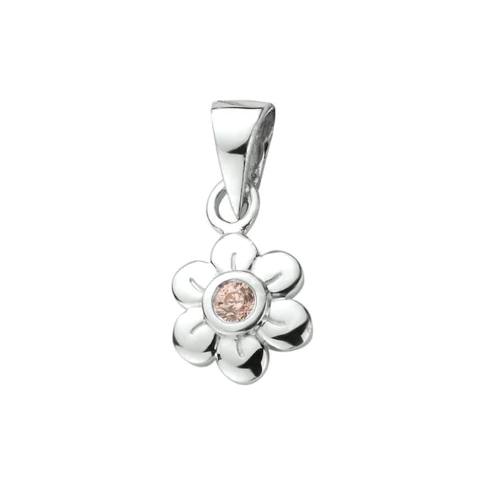 Zilver Gerhodineerde Hanger bloem zirkonia 1330245